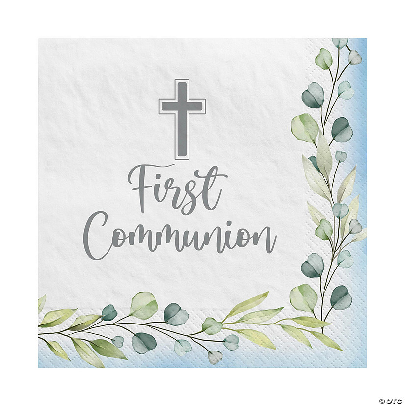 My First Communion Blue Luncheon Napkins - 40 Pc. Image