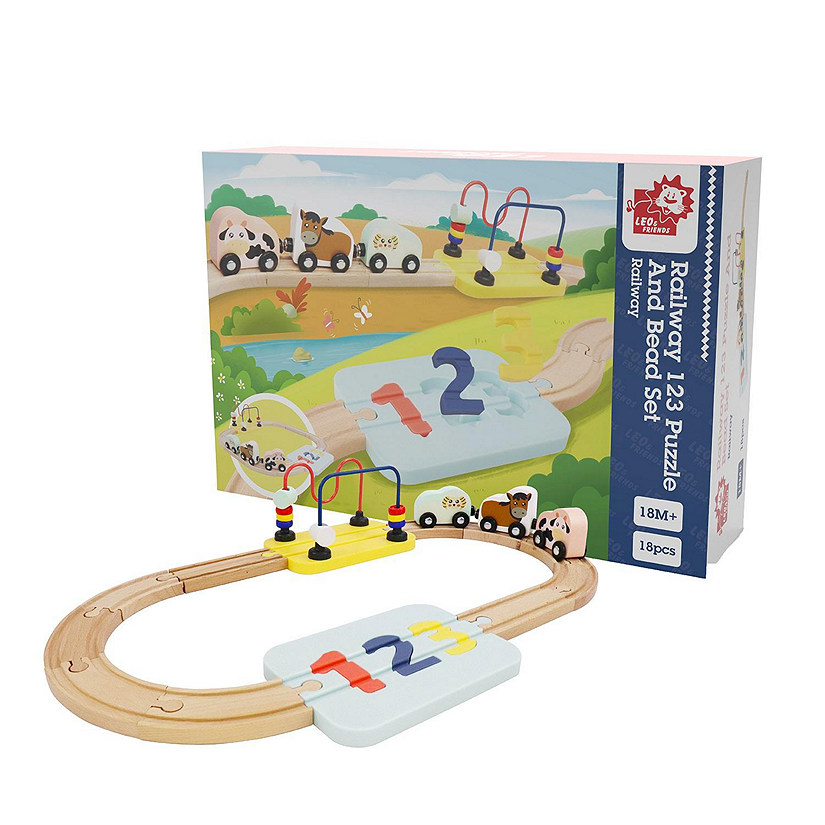My First Railway Beginner Pack Train Wooden Puzzle Bead Set 18-Pieces 18mo+ Image