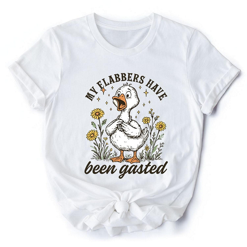My Flabbers Have Been Gasted Goose T-Shirt, White Funny Tee for Humorous Women, XL Image