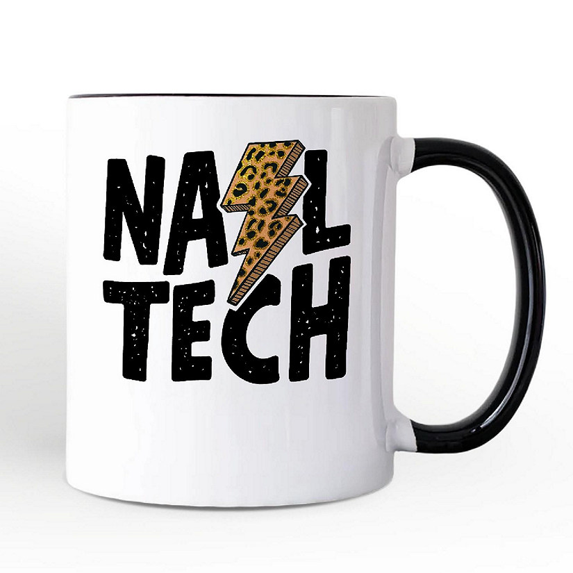 Nail Tech Leopard Lightning Mug, Retro Stylist Gift Image