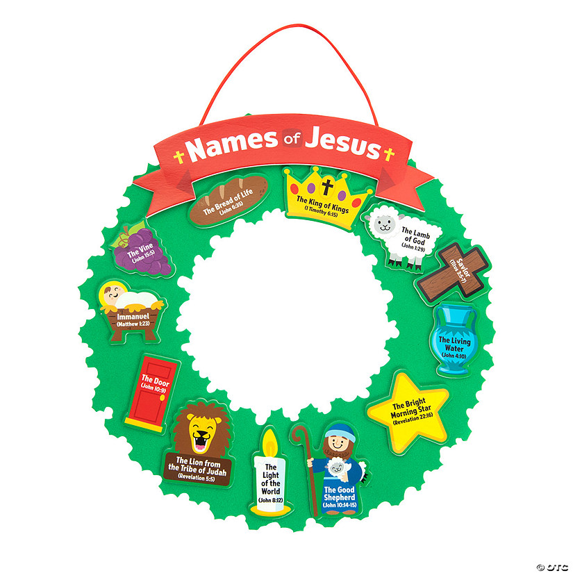 &#8220;Names of Jesus&#8221; Christmas Wreath Craft Kit- Makes 12 Image