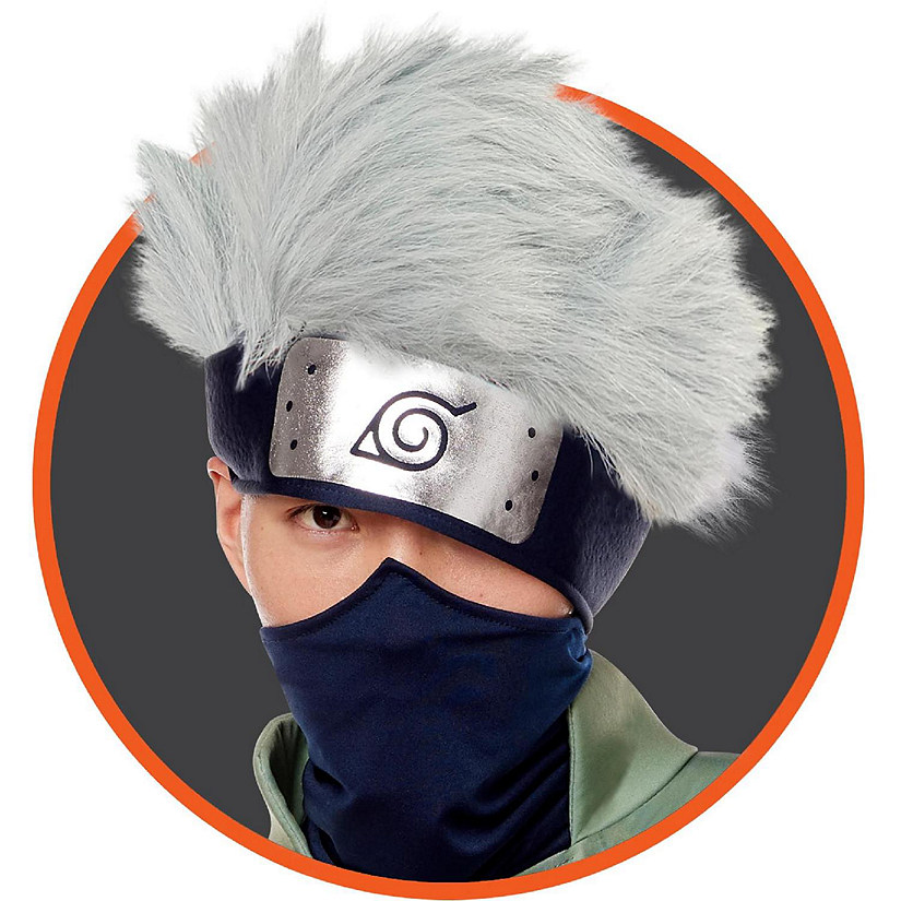 Naruto Kakashi Hidden Leaf Adult Costume Headband With Hair Image