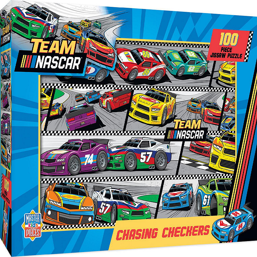 NASCAR - Chasing Checkers 100 Piece Jigsaw Puzzle Image