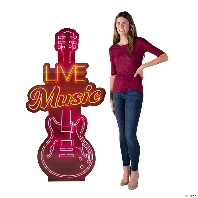 Nashville Music City Neon Guitar Life-Size Cardboard Cutout Stand-Up Image