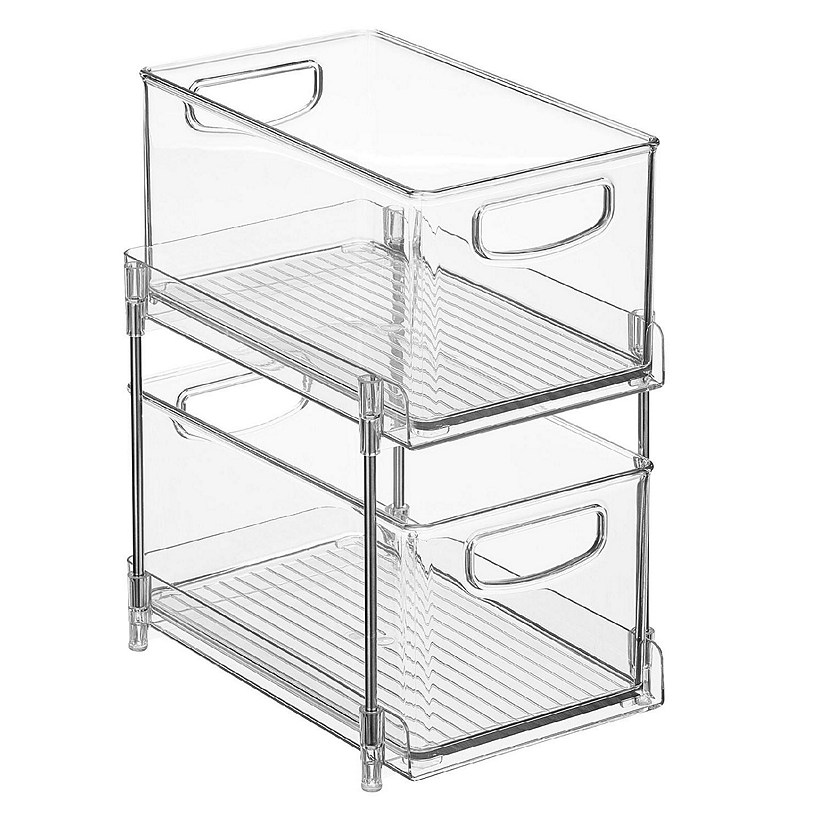 Nate Home by Nate Berkus 2-Tier Sliding Drawer Organizer, Clear/Steel ...