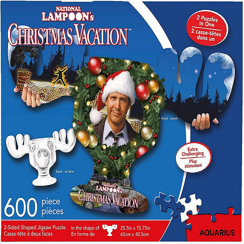 National Lampoon's Christmas Vacation Moose Mug & Collage 600 Piece 2 Sided Die Cut Jigsaw Puzzle Image
