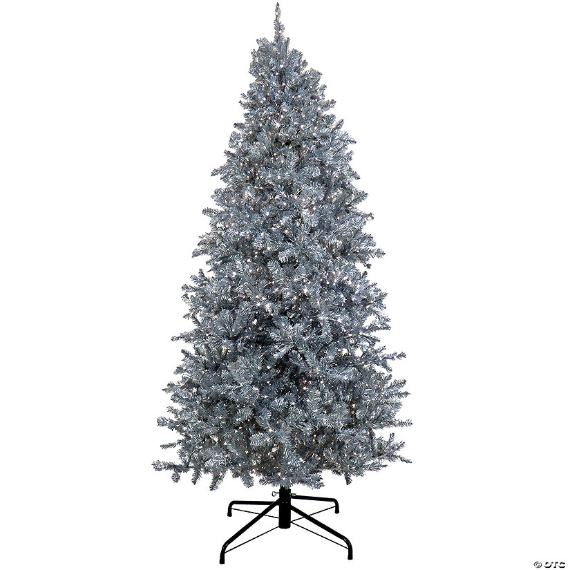 National Tree Company 10 ft. Pre-Lit Christmas Matte Silver Metallic Tree Image