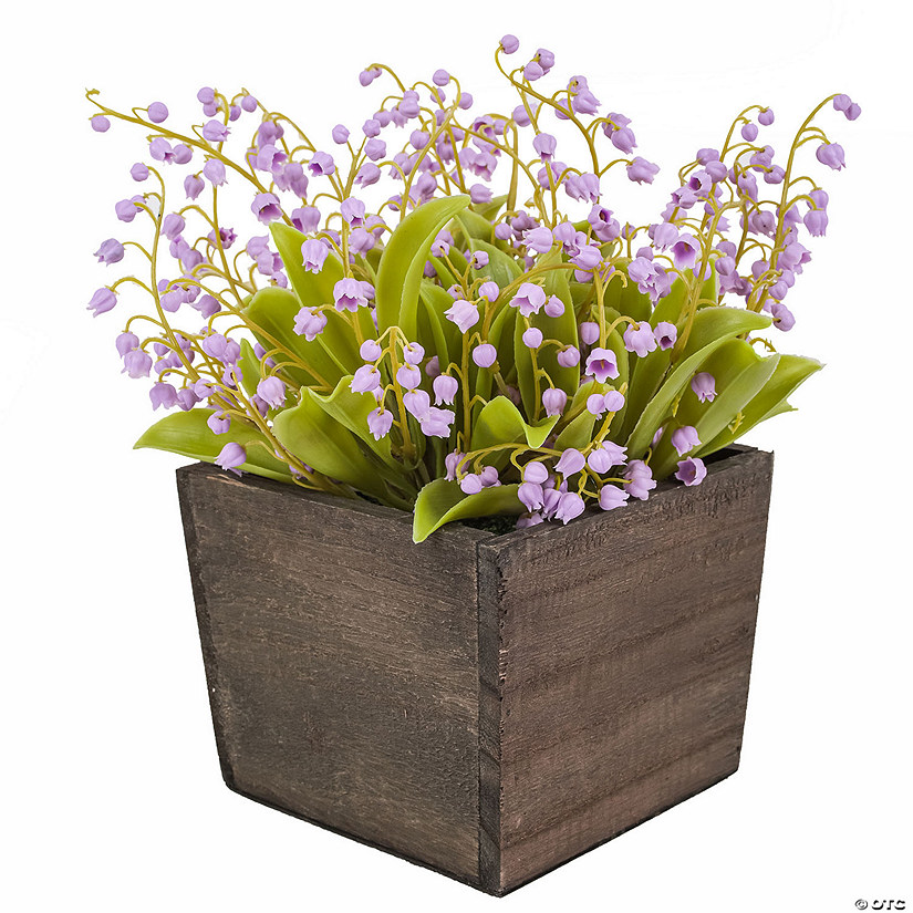 National Tree Company 10" Mauve Lily-Of-The-Valley Flowers In Wood Box Image