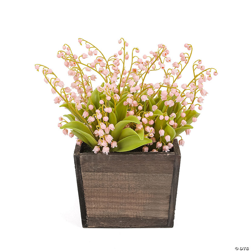 National Tree Company 10" Pink Lily-Of-The-Valley Flowers In Wood Box Image