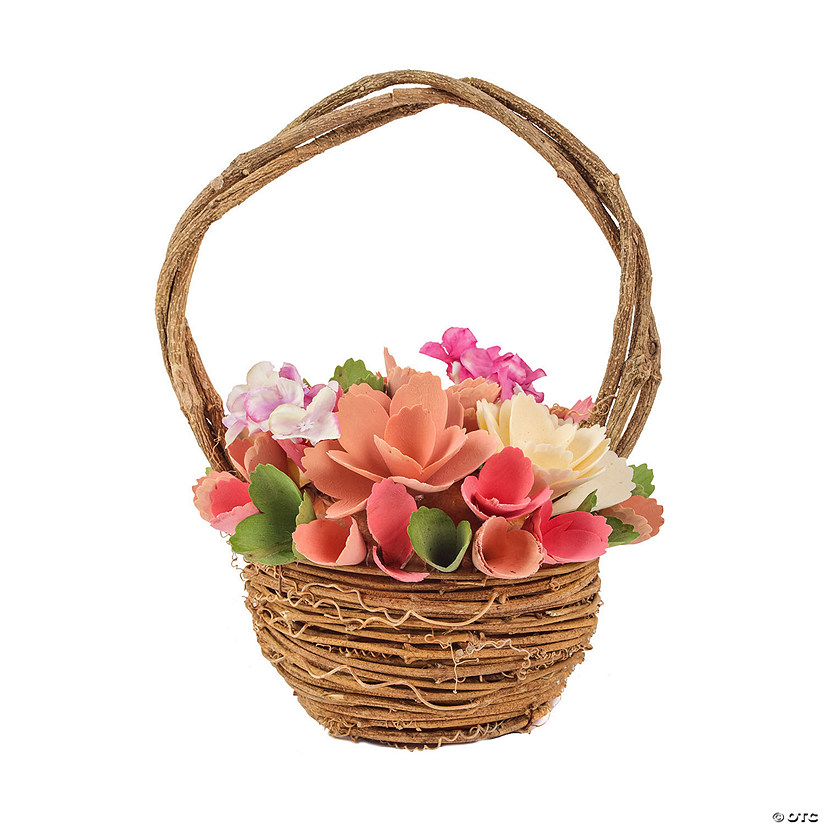 National Tree Company 10" Spring Pink Floral Basket Image