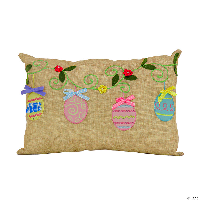 National Tree Company 10"x18" Burlap Easter Egg Pillow Image