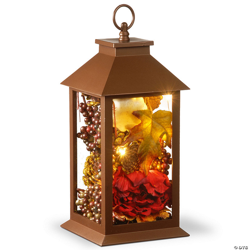 National Tree Company 12 in. Autumn D&#233;cor-Filled Lantern with LED Lights Image