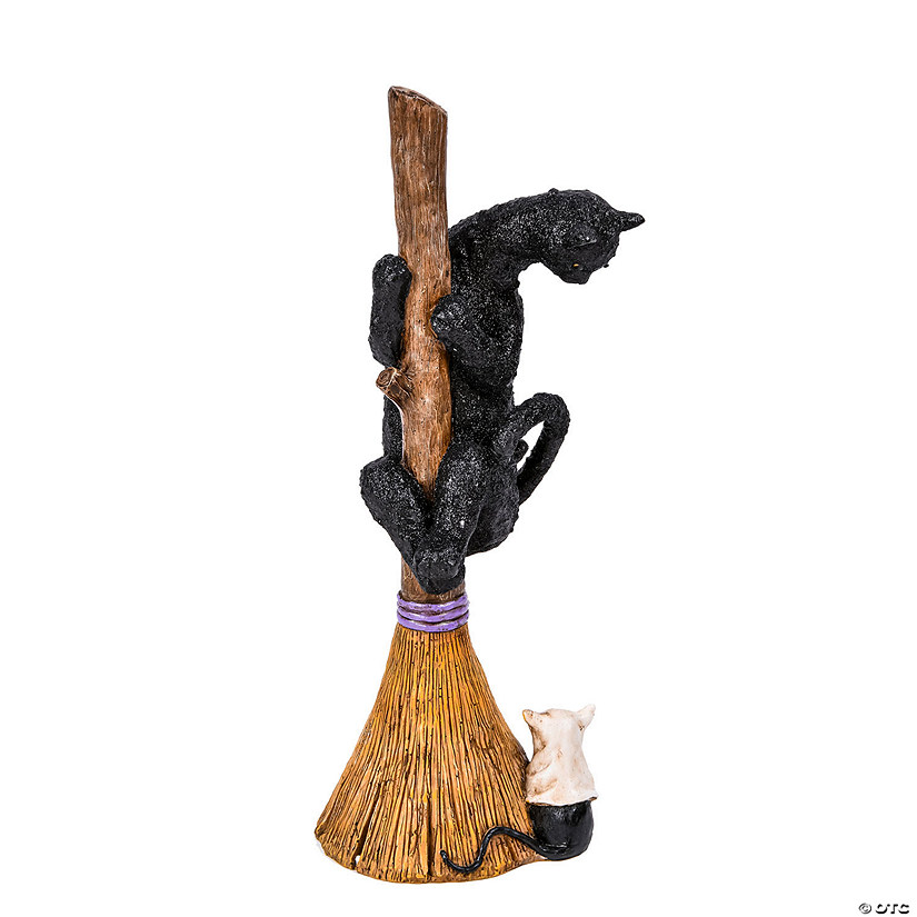 National Tree Company 13 in. Halloween Black Cat Climbing Broom Image