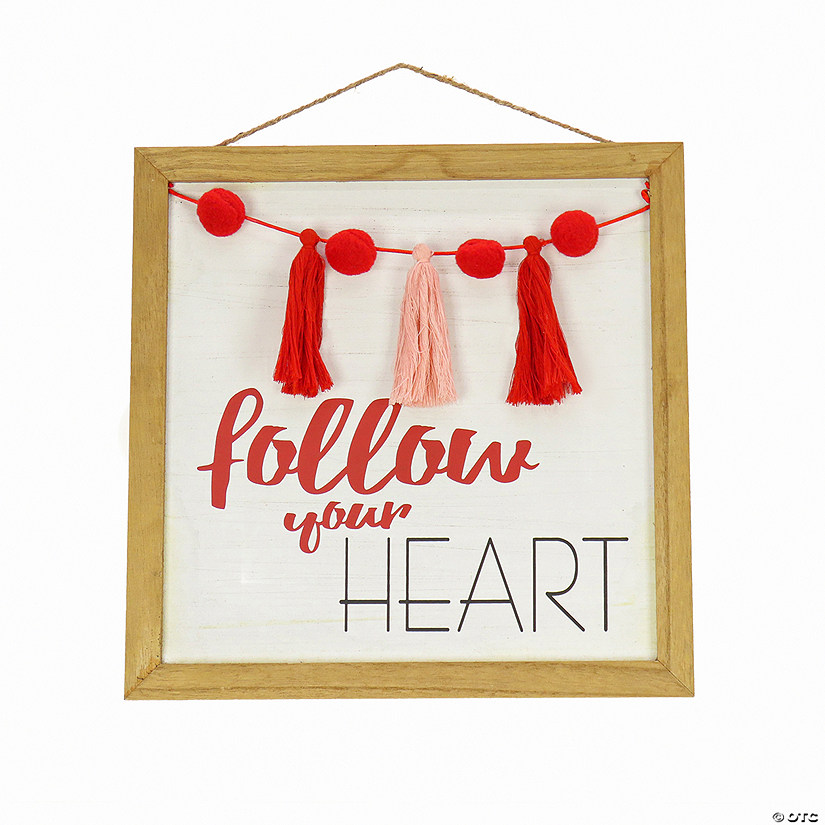 National Tree Company 13" Valentines "Follow Your Heart" Sign Hanging Wall Image