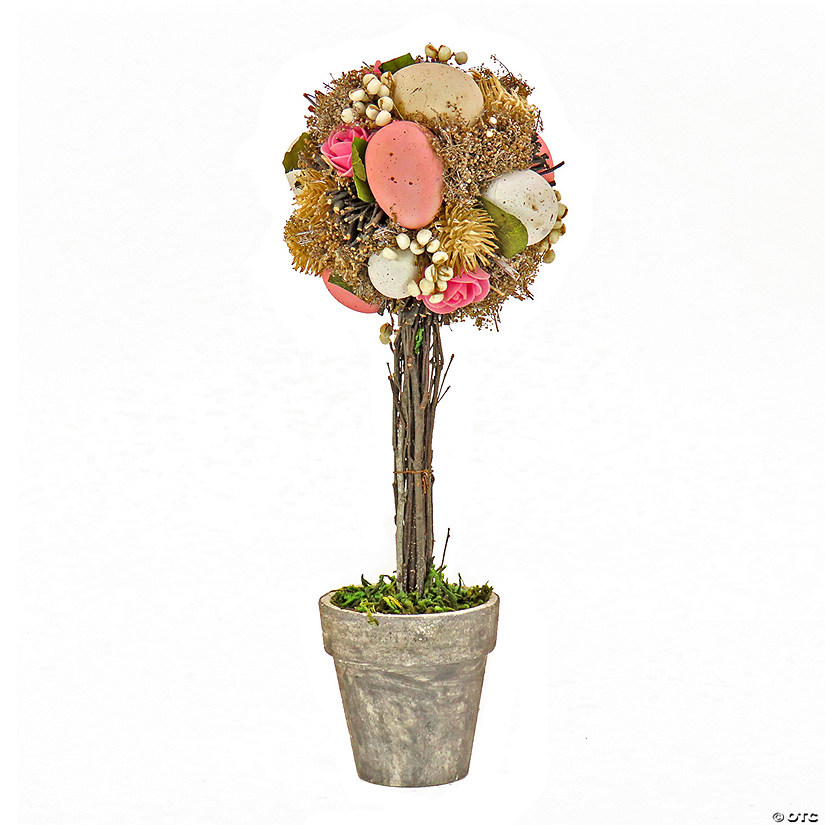 National Tree Company 14" Easter Egg Pink & White Topiary Image