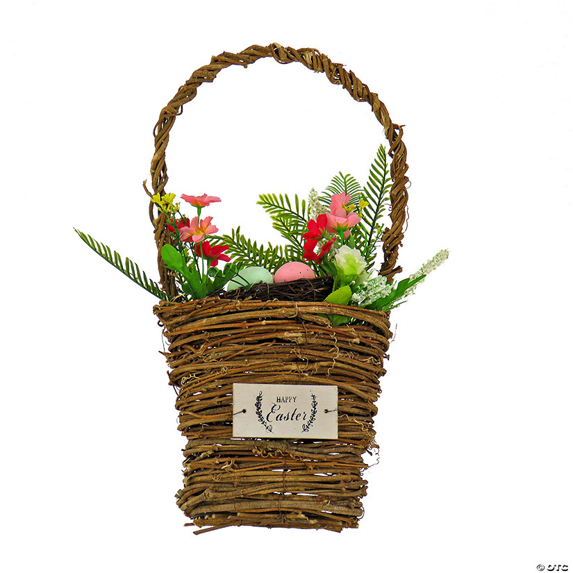 National Tree Company 15" Brown Hanging Floral Basket Image