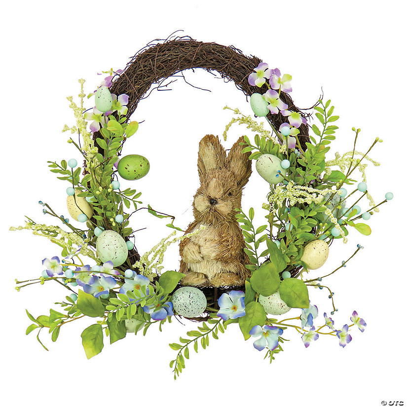 National tree company 16" bunny with blue easter eggs wreath Image