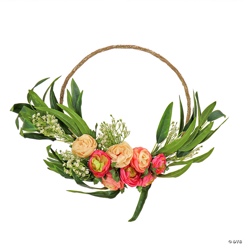 National Tree Company 16" Eucalyptus And Buttercups Hoop Wreath Image