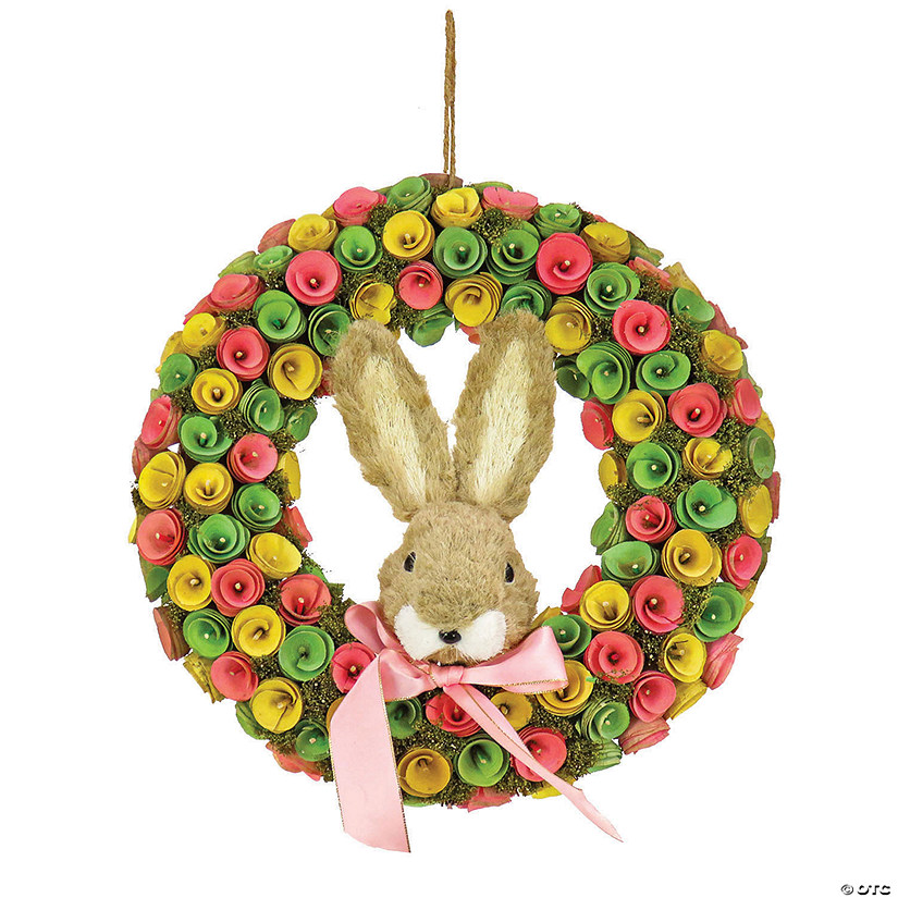 National tree company 16" floral wreath with bunny head center Image