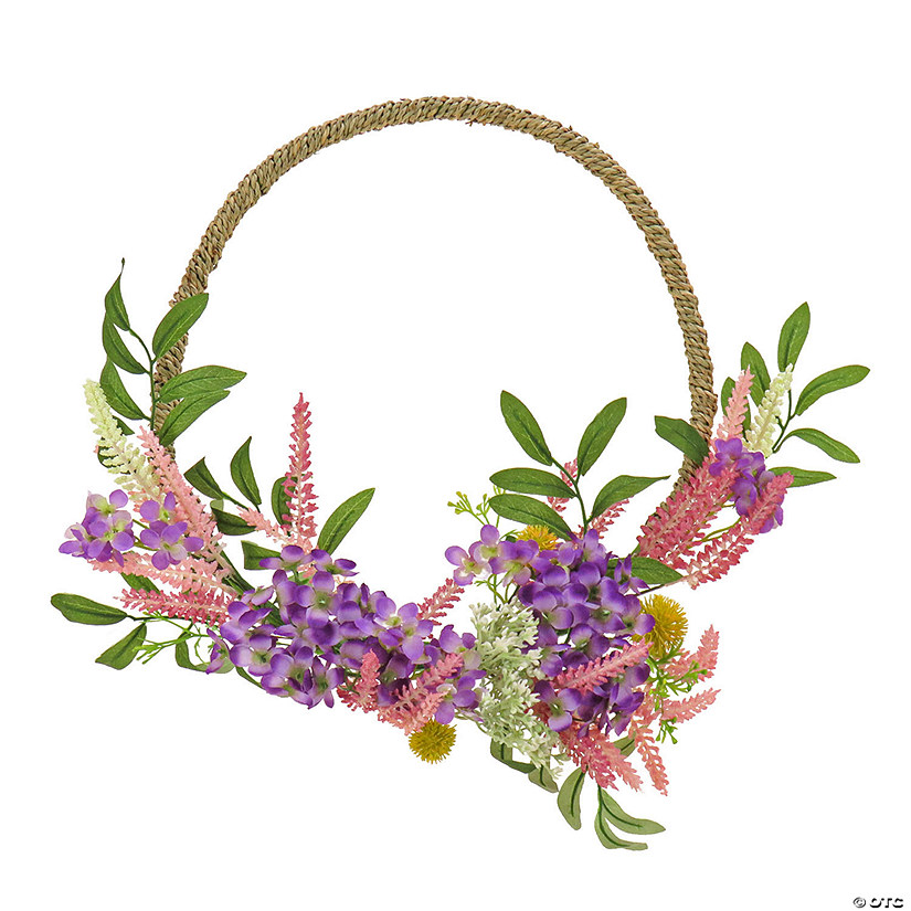 National Tree Company 16" Spring Lavender And Mini Blossoms Hoop Wreath Image