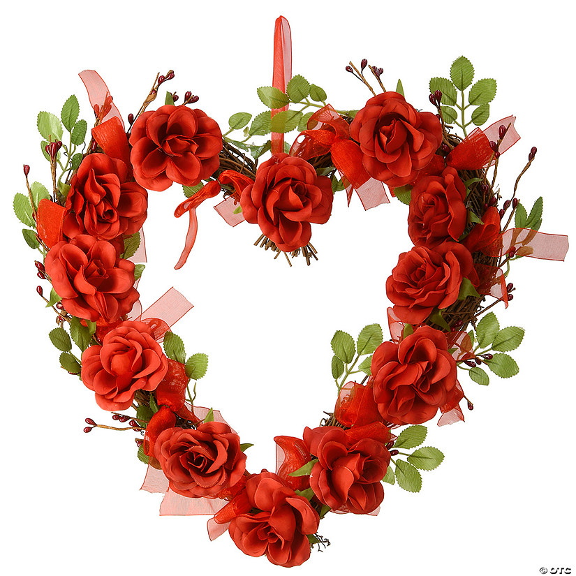 National Tree Company 16" Valentine Heart Rose D&#233;cor Image