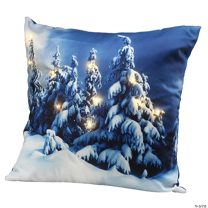 National Tree Company 17" Winter Scene Pillow with LED Lights Image