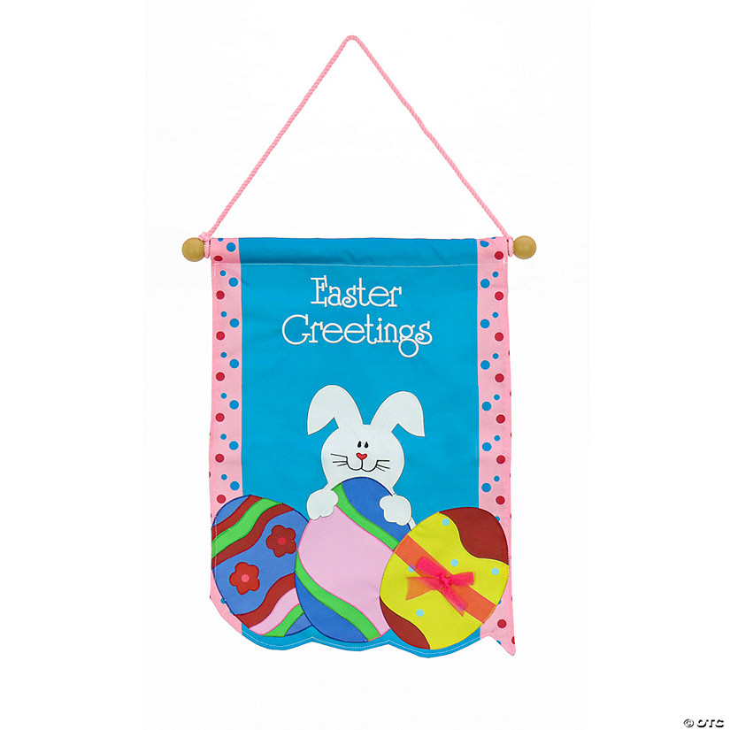 National Tree Company 18" Blue "Easter Greetings" Banner Image