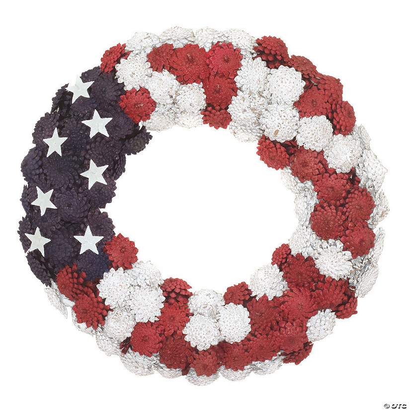 National tree company 18" patriotic pinecones wreath Image