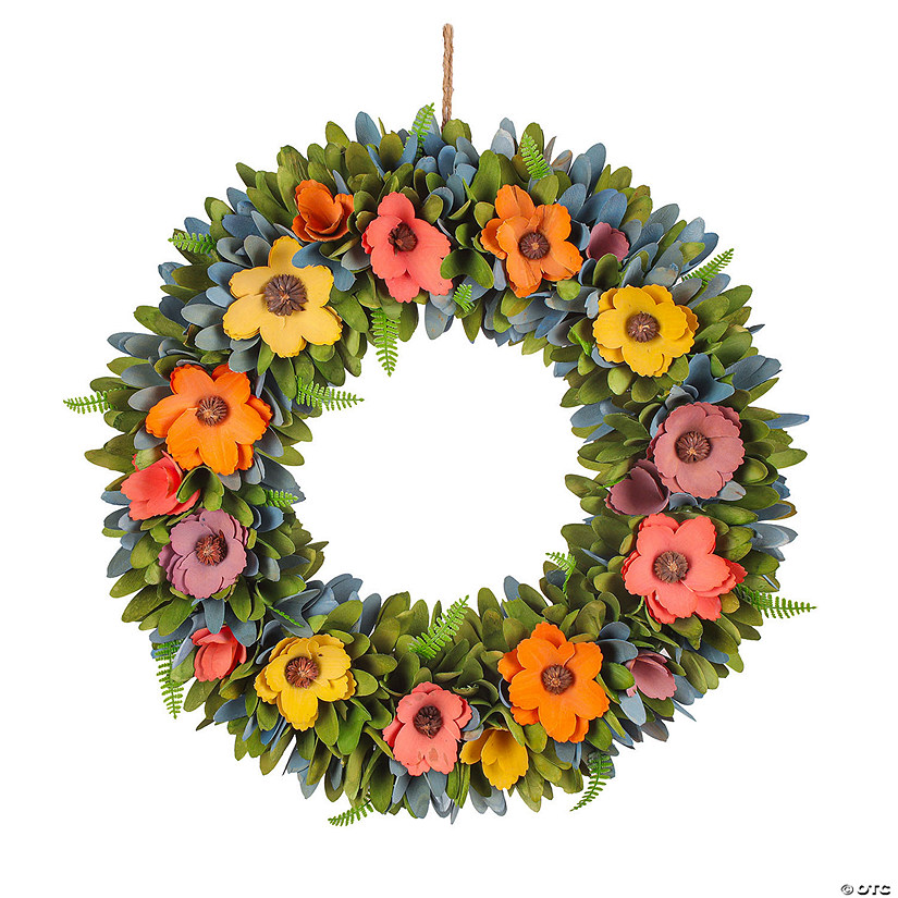 National Tree Company 18" Spring Floral Wreath With Fern Image