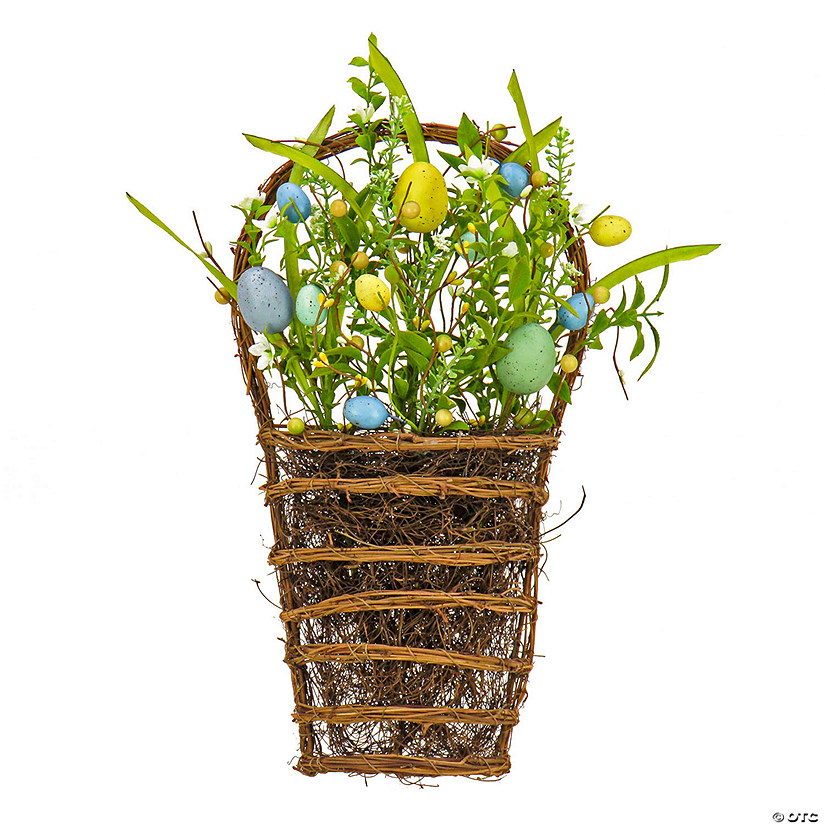 National Tree Company 18" Spring Flowers And Eggs Wall Basket Image