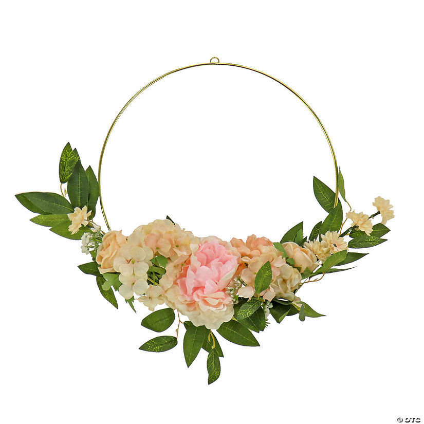 National Tree Company 18" Spring Peony And Rose Hoop Wreath Image