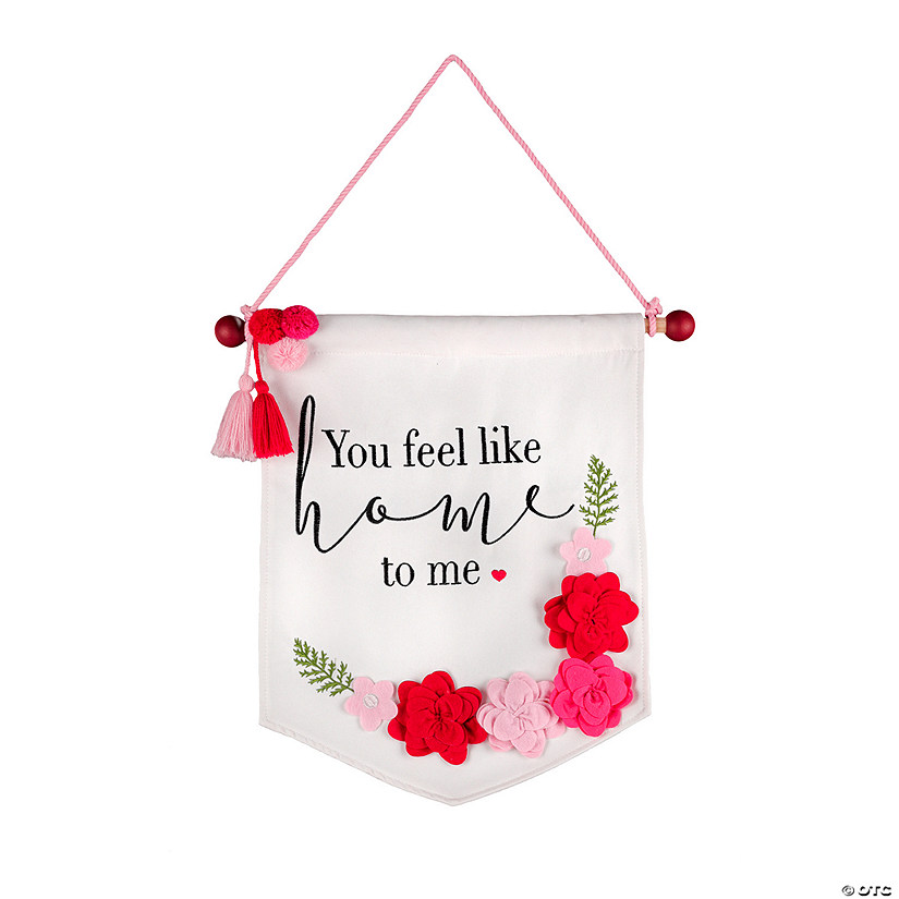 National Tree Company 18" "You Feel Like Home To Me" Valentines Banner with Flowers Image