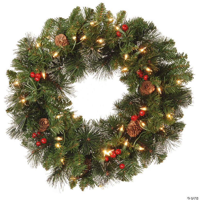 National Tree Company 20" Crestwood&#174; Spruce Wreath with Clear Lights Image