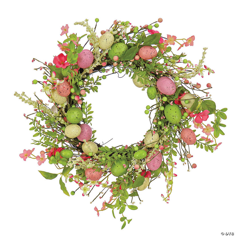 National tree company 20" flowering pink green easter wreath Image