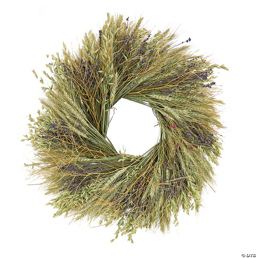 National Tree Company 22" Wheat And Lavender Flowers Spring Wreath Image