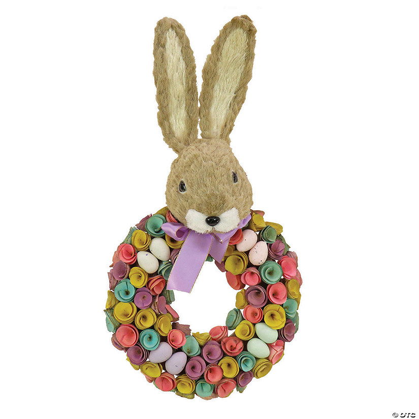 National tree company 24" bunny head topped floral wreath Image