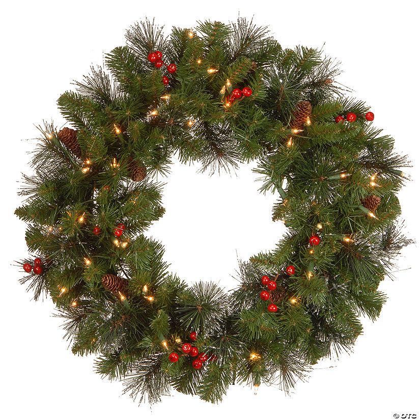 National Tree Company 24" Crestwood&#174; Spruce Wreath with Clear Lights Image