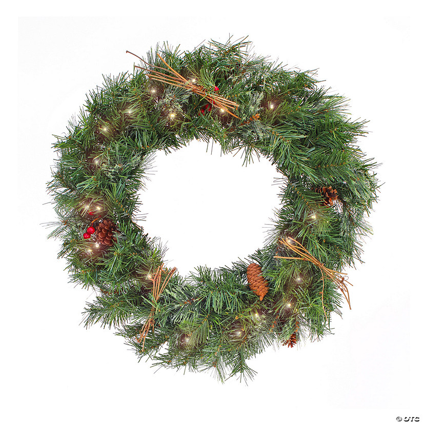 National Tree Company 24" Glistening Pine Wreath with LED Lights Image