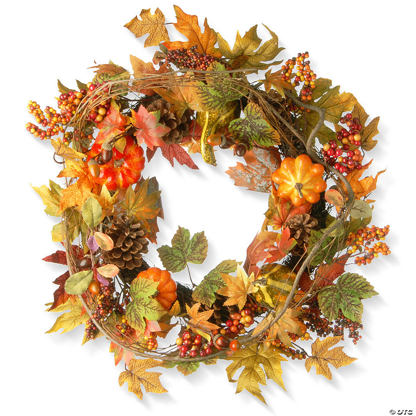 National Tree Company 24 in. Decorated Maple Leaf Wreath Image