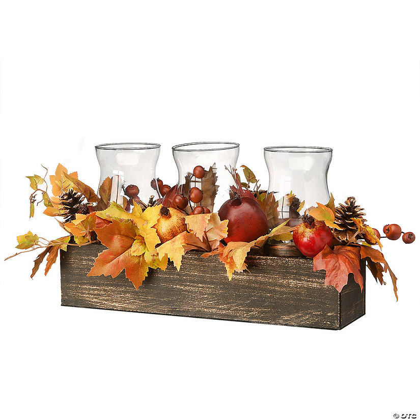 National Tree Company 24 in. Maple Leaves Candleholder Centerpiece Image