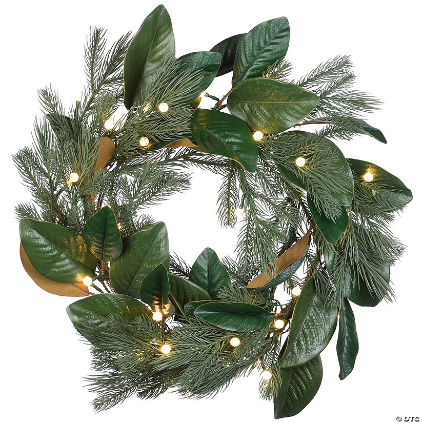 National Tree Company 24" Magnolia Mix Pine Wreath with LED Lights Image
