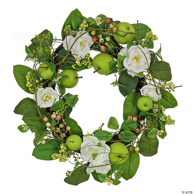 National Tree Company 24" Rose And Apples Wreath Image