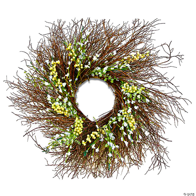 National Tree Company 24" Spring White & Cream Forsythia Wreath Image