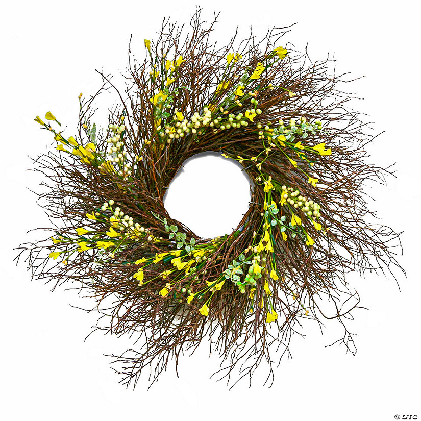 National Tree Company 24" Spring Yellow Forsythia Wreath Image