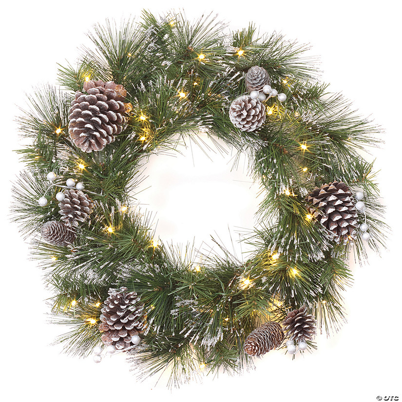 National Tree Company 24" Whitter Pine Wreath with LED Lights Image