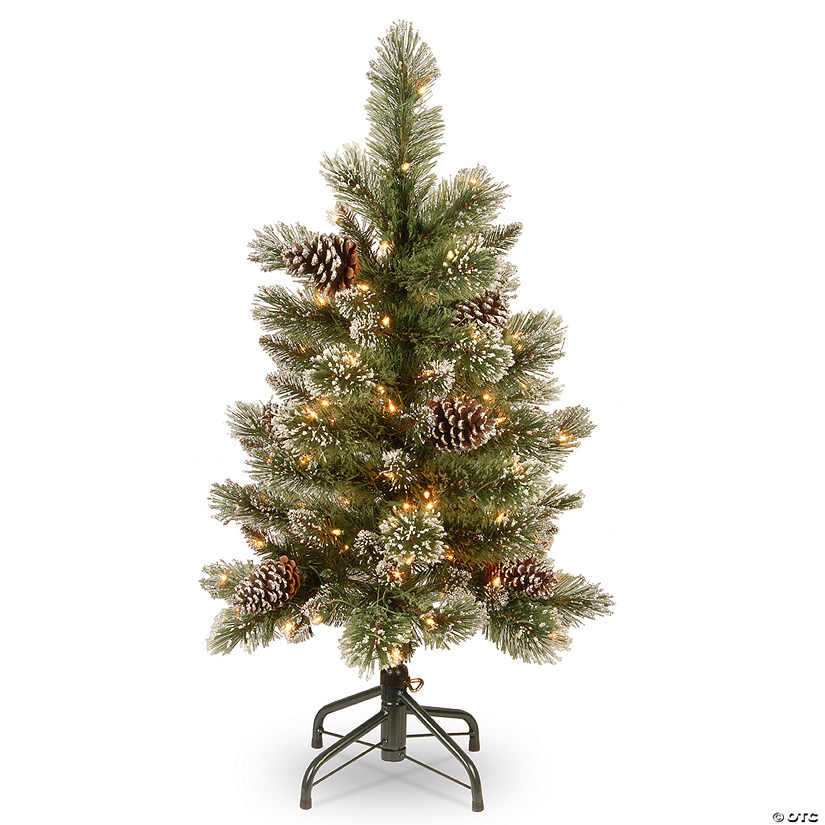 National Tree Company 3 ft. Glittering Pine Pencil Slim Tree with Clear Lights Image