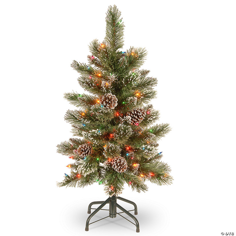 National Tree Company 3 ft. Glittering Pine Pencil Slim Tree with Multicolor Lights Image