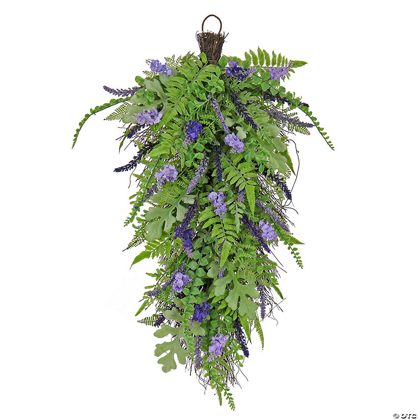 National Tree Company 30" Fern And Astilbe Flowers Teardrop Image