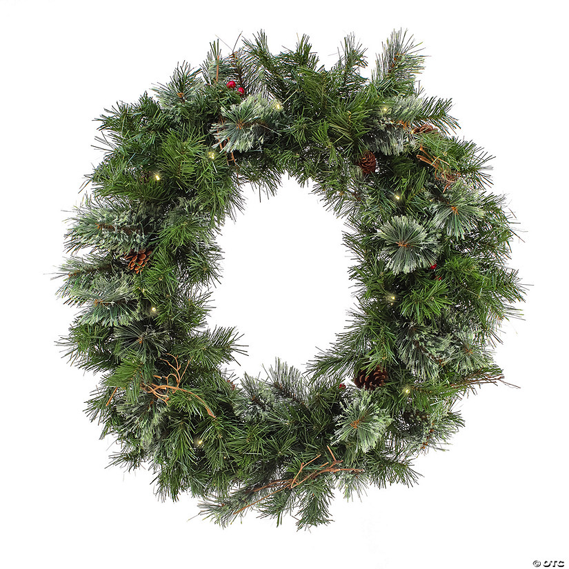 National Tree Company 30" Glistening Pine Wreath with LED Lights Image