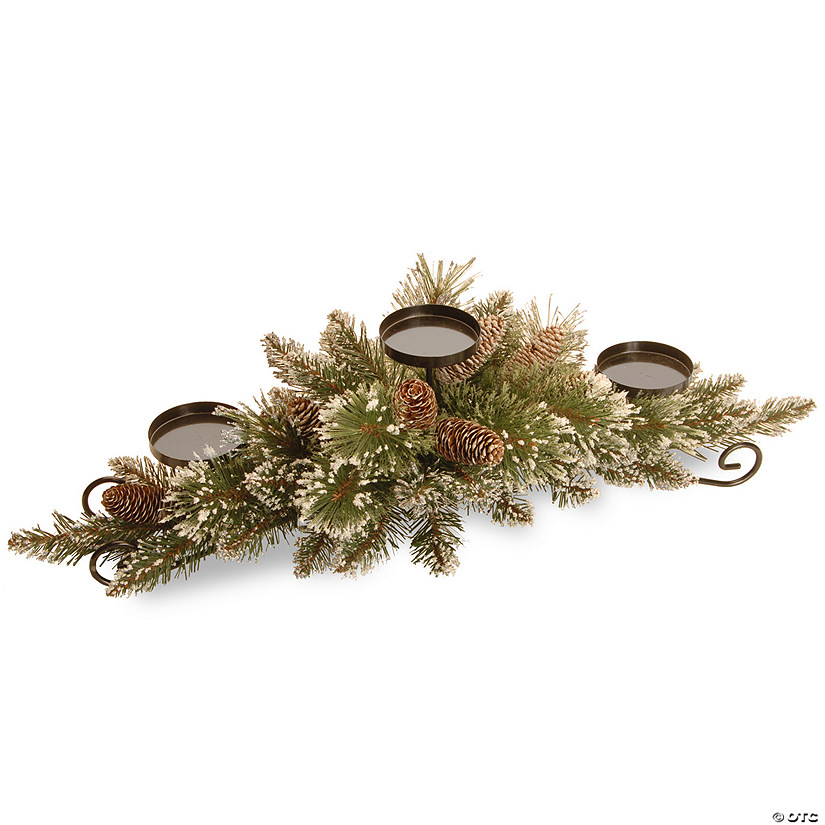 National Tree Company 30" Glittery Bristle&#174; Pine Centerpiece and Candle Holder Image